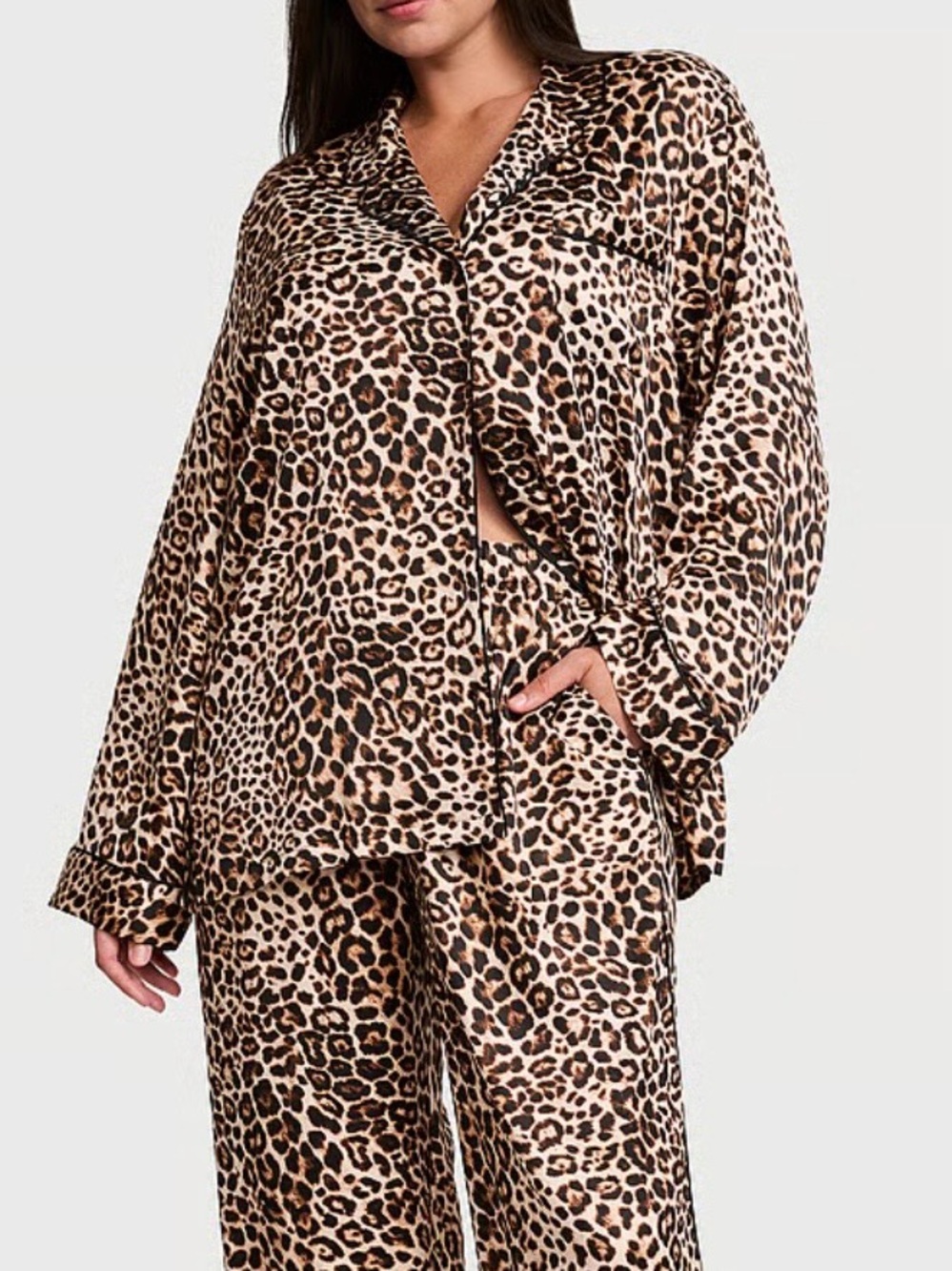 NWOT Victoria’s Secret Signature Satin Leopard Pajama Set sz S Petite